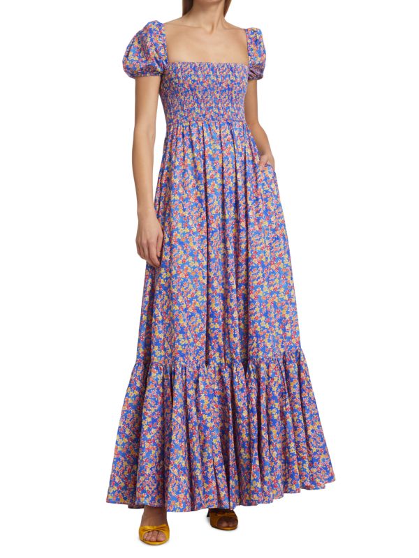 Caroline Constas Gianna Floral Puff-Sleeve Maxi Dress